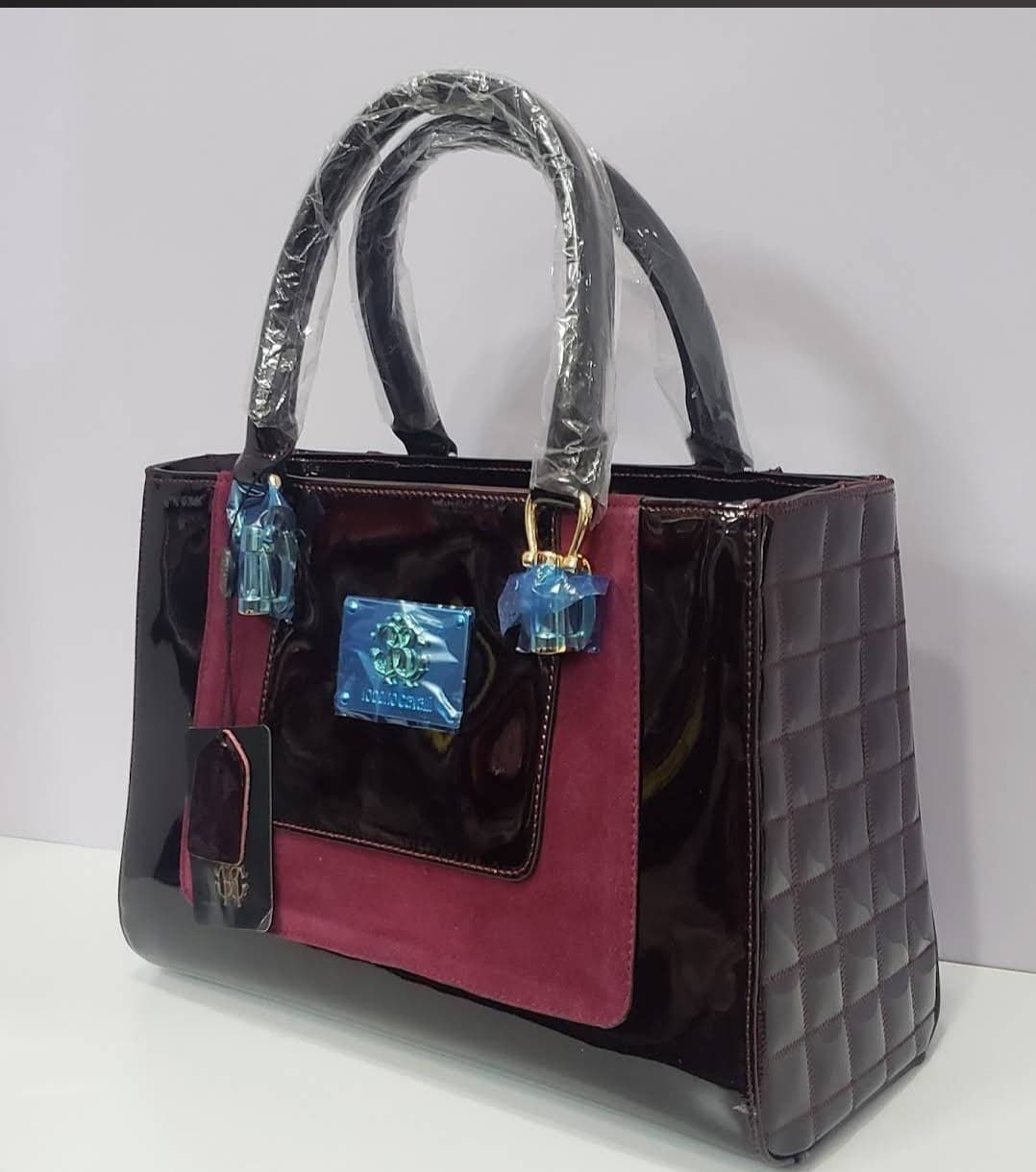 Burgundy Quilted Patent Tote
